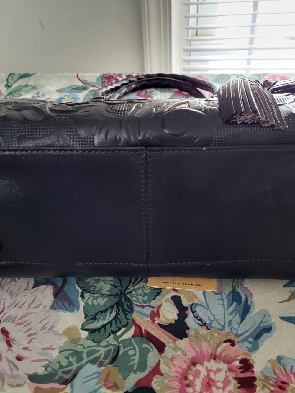 Patricia Nash Primerose Leather Tooled Satchel - Picture 4 of 6